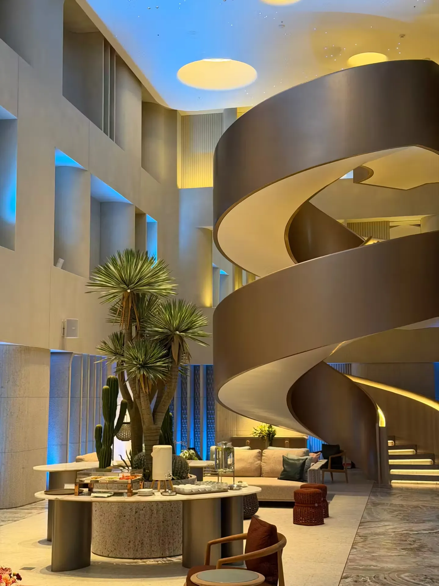 Resort evening meeting place near a dining lounge